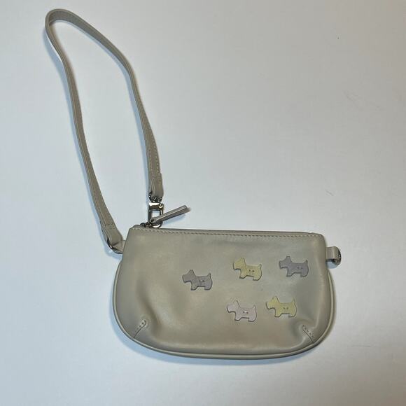 RADLEY LONDON Handbags - Radley London Cream Leather Wristlet Mini Bag Vintage Y2K Dog Classic